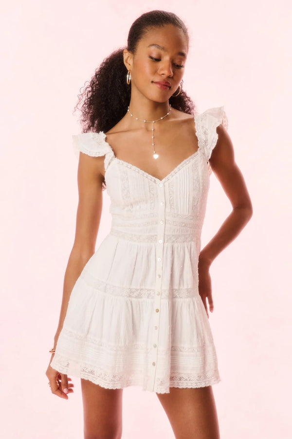 Loveshackfancy - Rietta Cotton Lace-Trimmed Mini Dress - Optic White