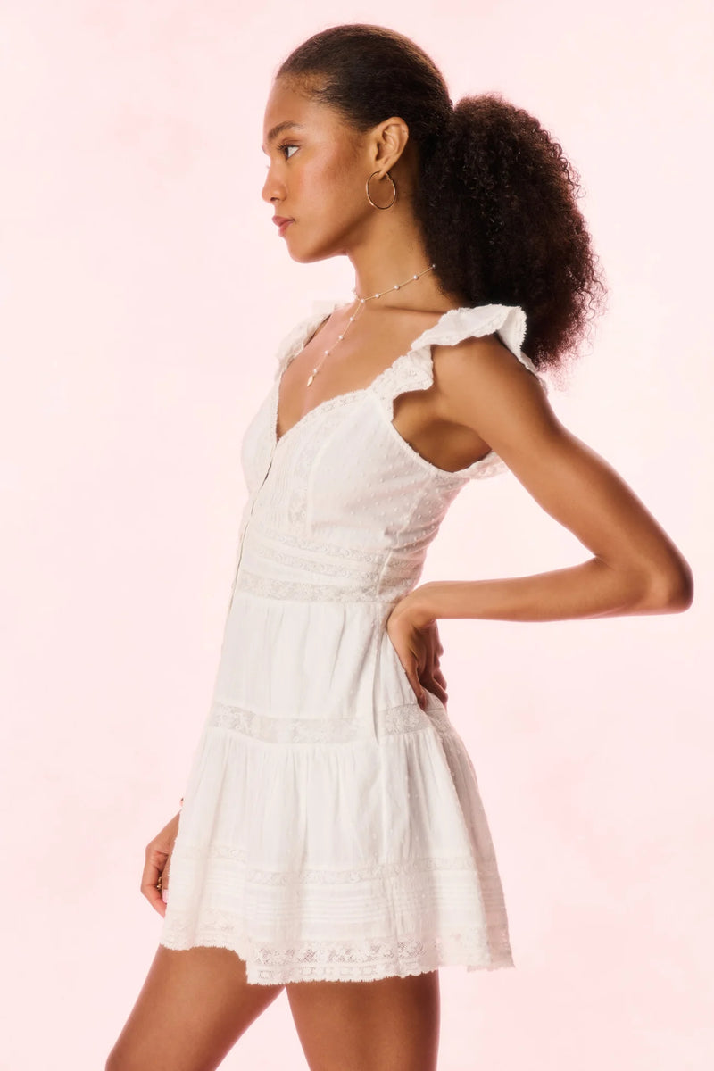 Loveshackfancy - Rietta Cotton Lace-Trimmed Mini Dress - Optic White