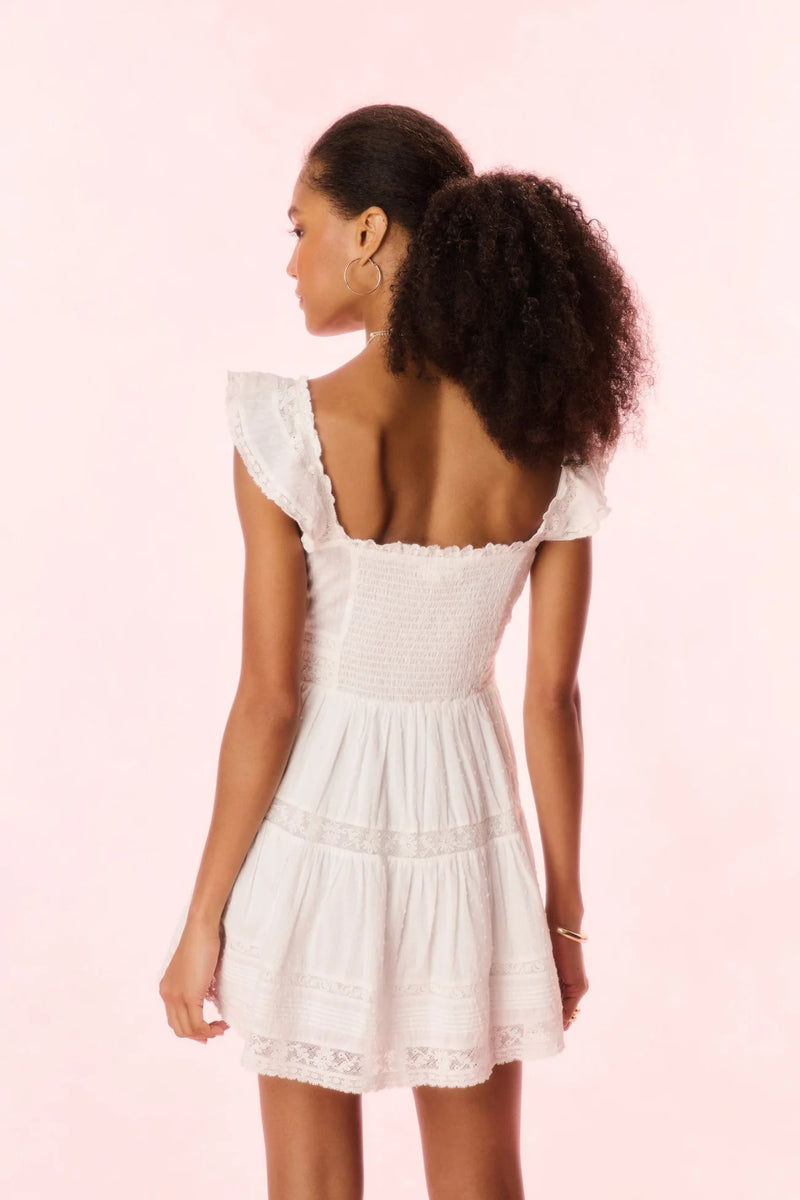 Loveshackfancy - Rietta Cotton Lace-Trimmed Mini Dress - Optic White