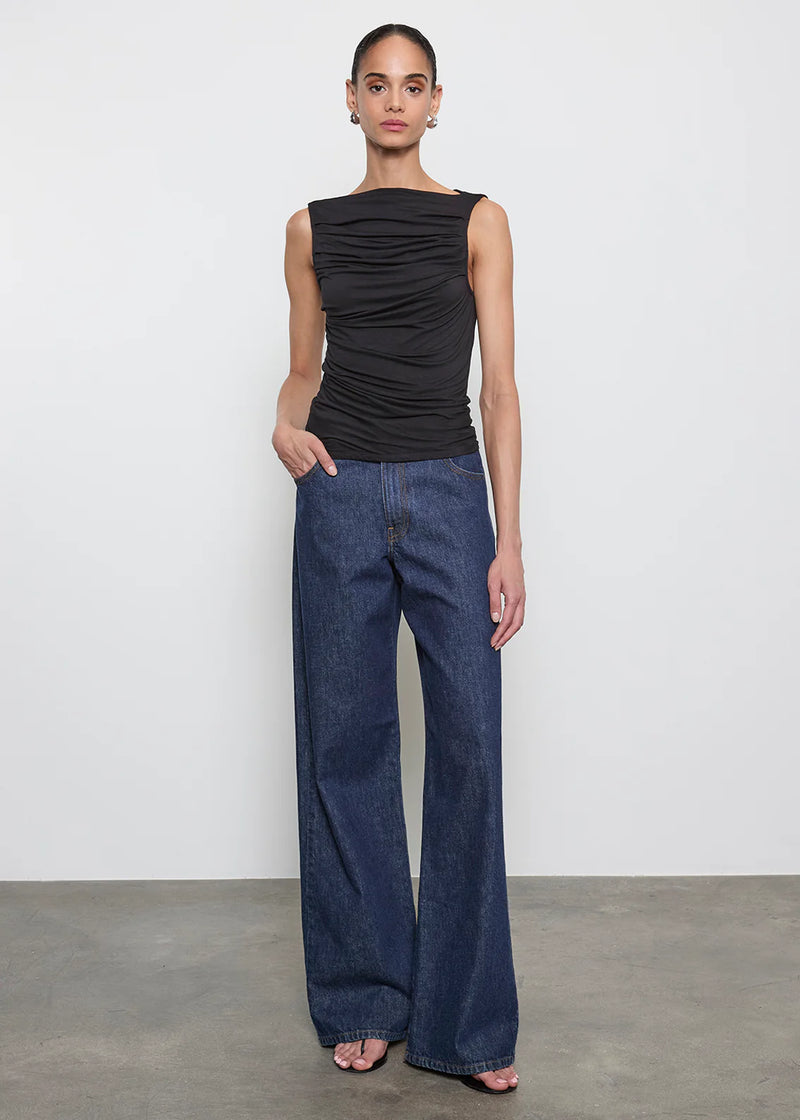 Enza Costa - Fluid Jersey Sleeveless Draped Boatneck - Black