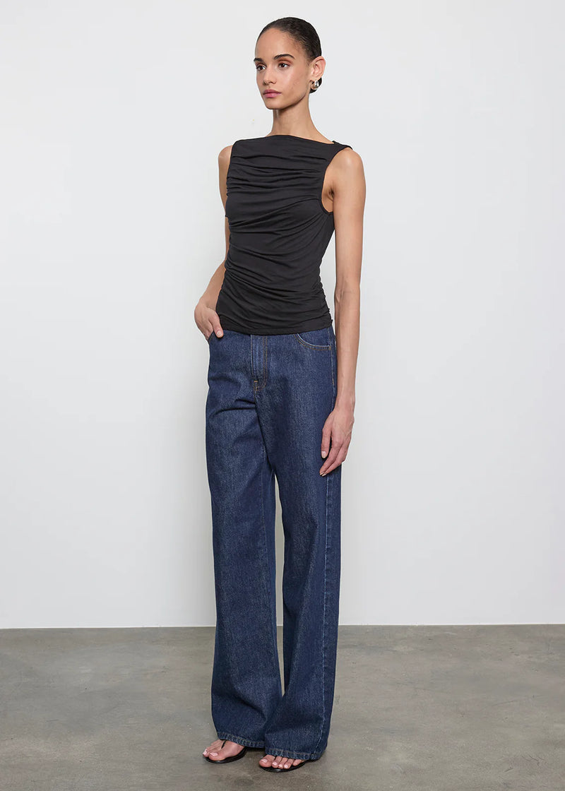 Enza Costa - Fluid Jersey Sleeveless Draped Boatneck - Black