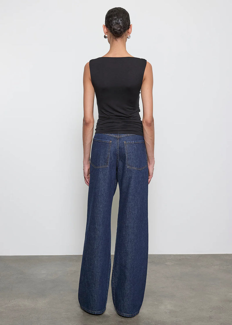 Enza Costa - Fluid Jersey Sleeveless Draped Boatneck - Black