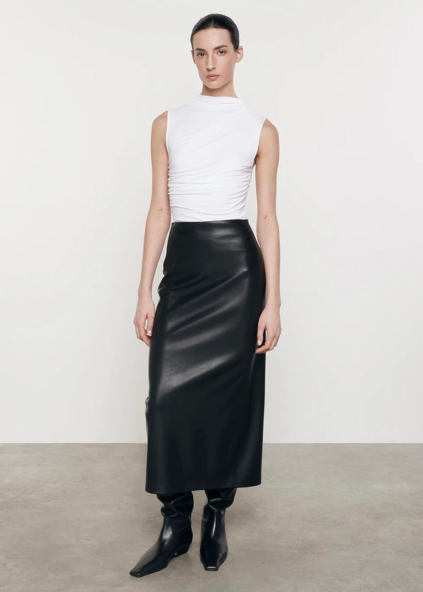 Enza Costa - Ankle Length Leather Skirt - Black