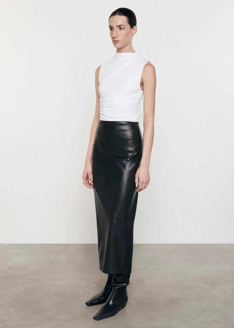 Enza Costa - Ankle Length Leather Skirt - Black