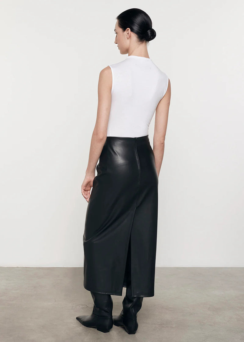 Enza Costa - Ankle Length Leather Skirt - Black