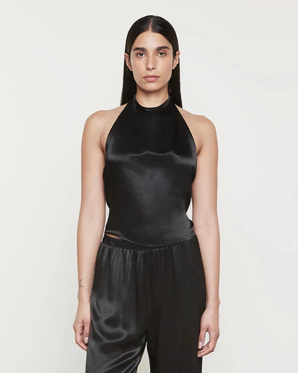 Enza Costa - Satin Halter - Black