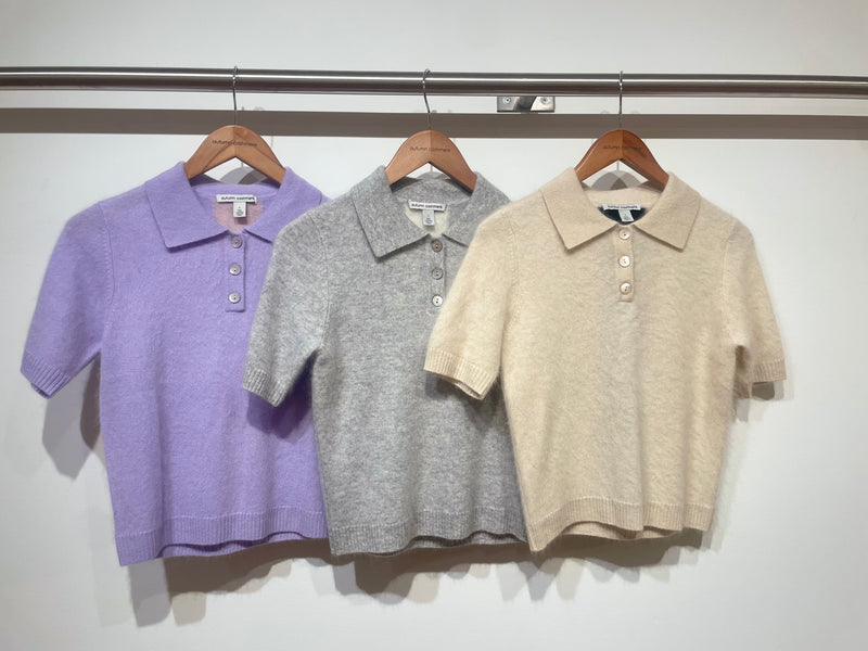 Cropped S/S Polo W/ Colorblock Stripe