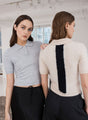 Cropped S/S Polo W/ Colorblock Stripe
