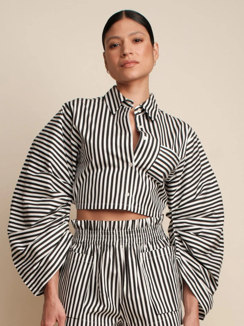 Hevron - Raquel Top - Black and White Stripe