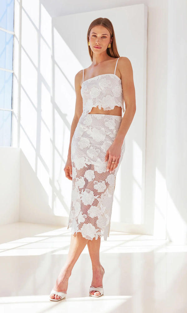 Generation Love - Rave Flower Mesh Skirt - White