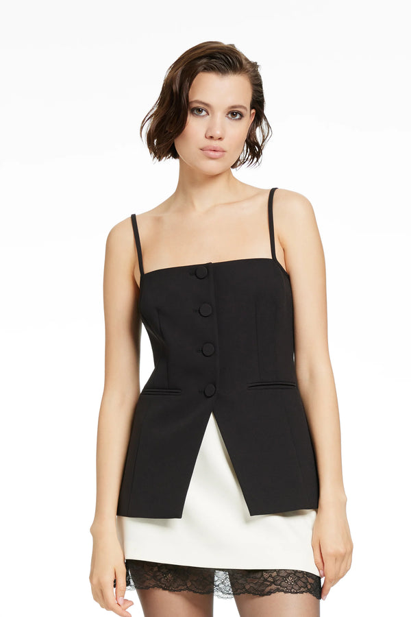 Toccin - Roxy Square Neck-Button Front Vest - Jet