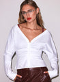 Fleur Du Mal - Ruched V-Neck Shirt - White