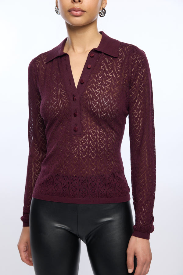 CHANNAH HEART POINTELLE SWEATER