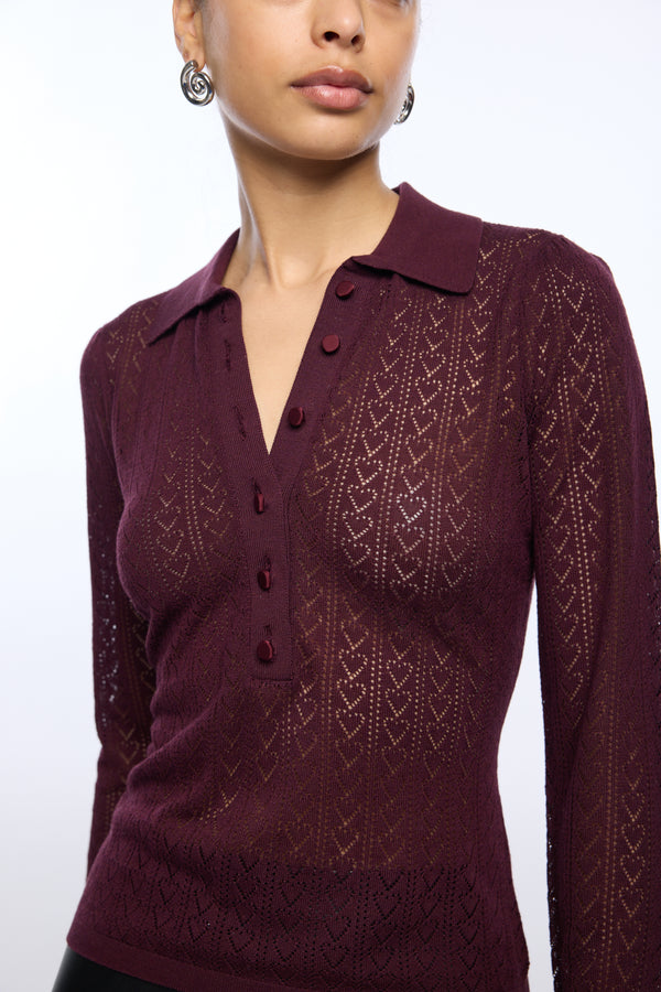 CHANNAH HEART POINTELLE SWEATER