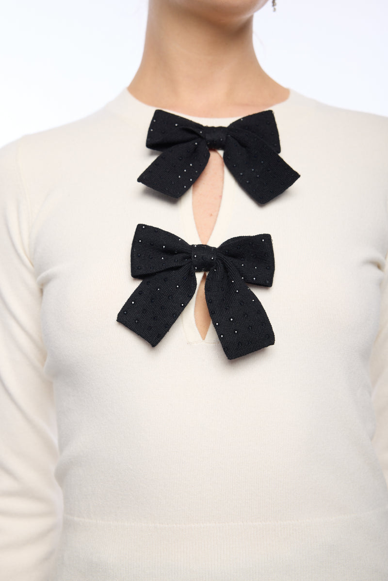 SALOME CRYSTAL BOW SWEATER