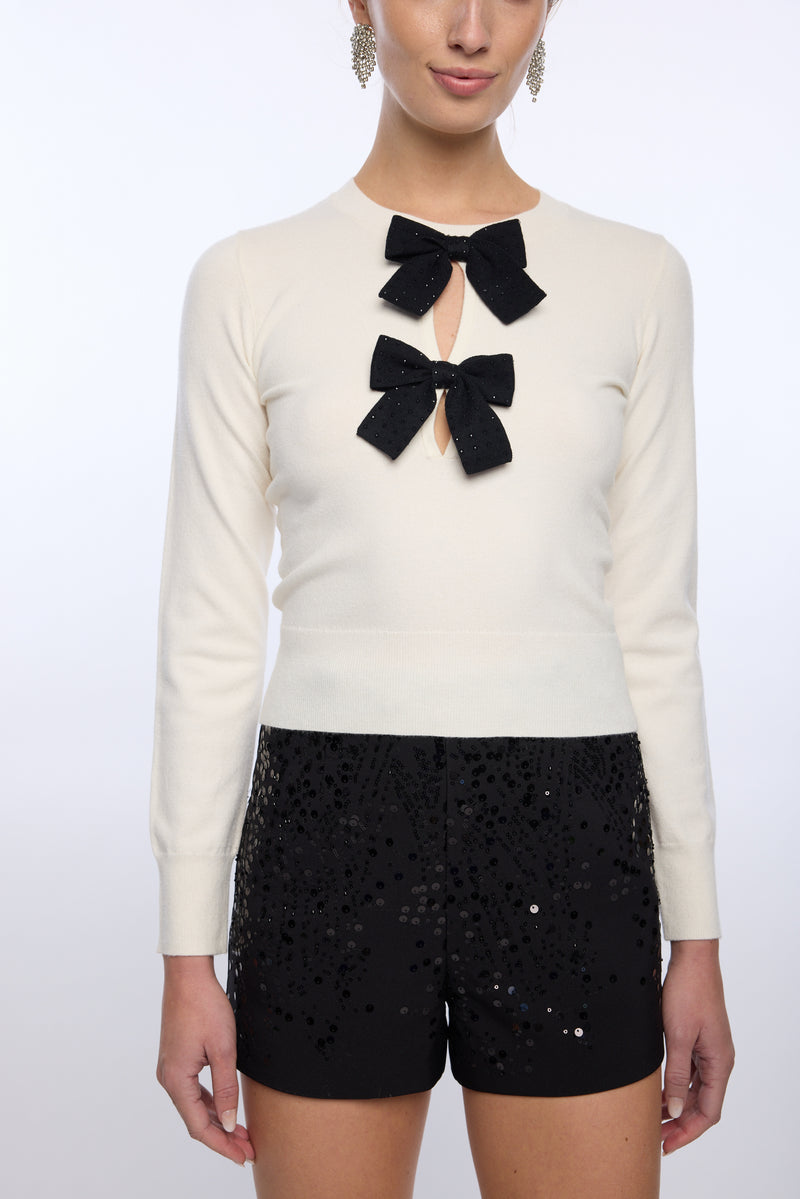 SALOME CRYSTAL BOW SWEATER