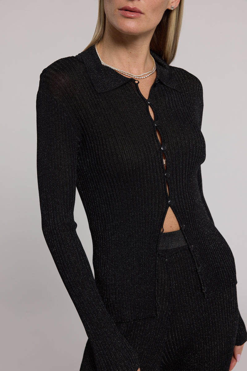 Generation love - Jillian Rib Cardigan - Metallic Black