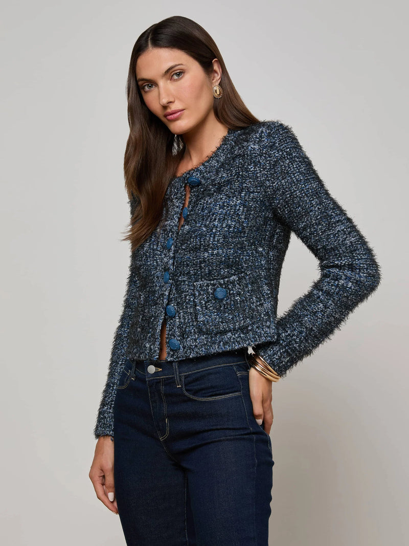 L'agence - Una Knit Cardigan - Stone Blue Multi