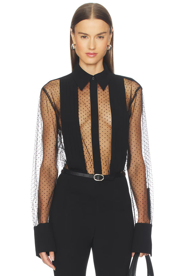 Meghan Panelled Polka Silk Blouse