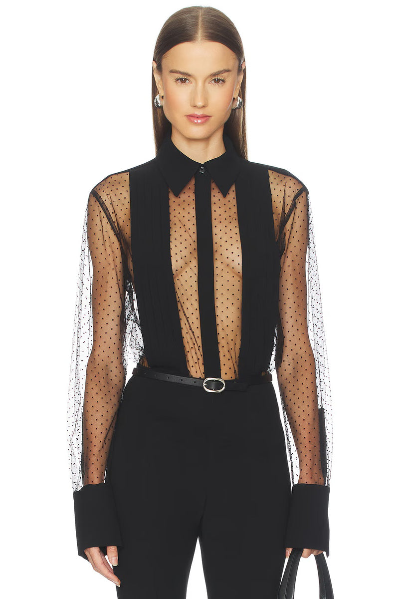 Meghan Panelled Polka Silk Blouse