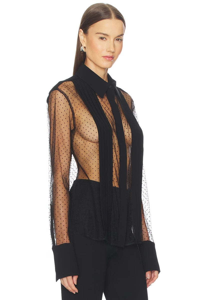 Meghan Panelled Polka Silk Blouse