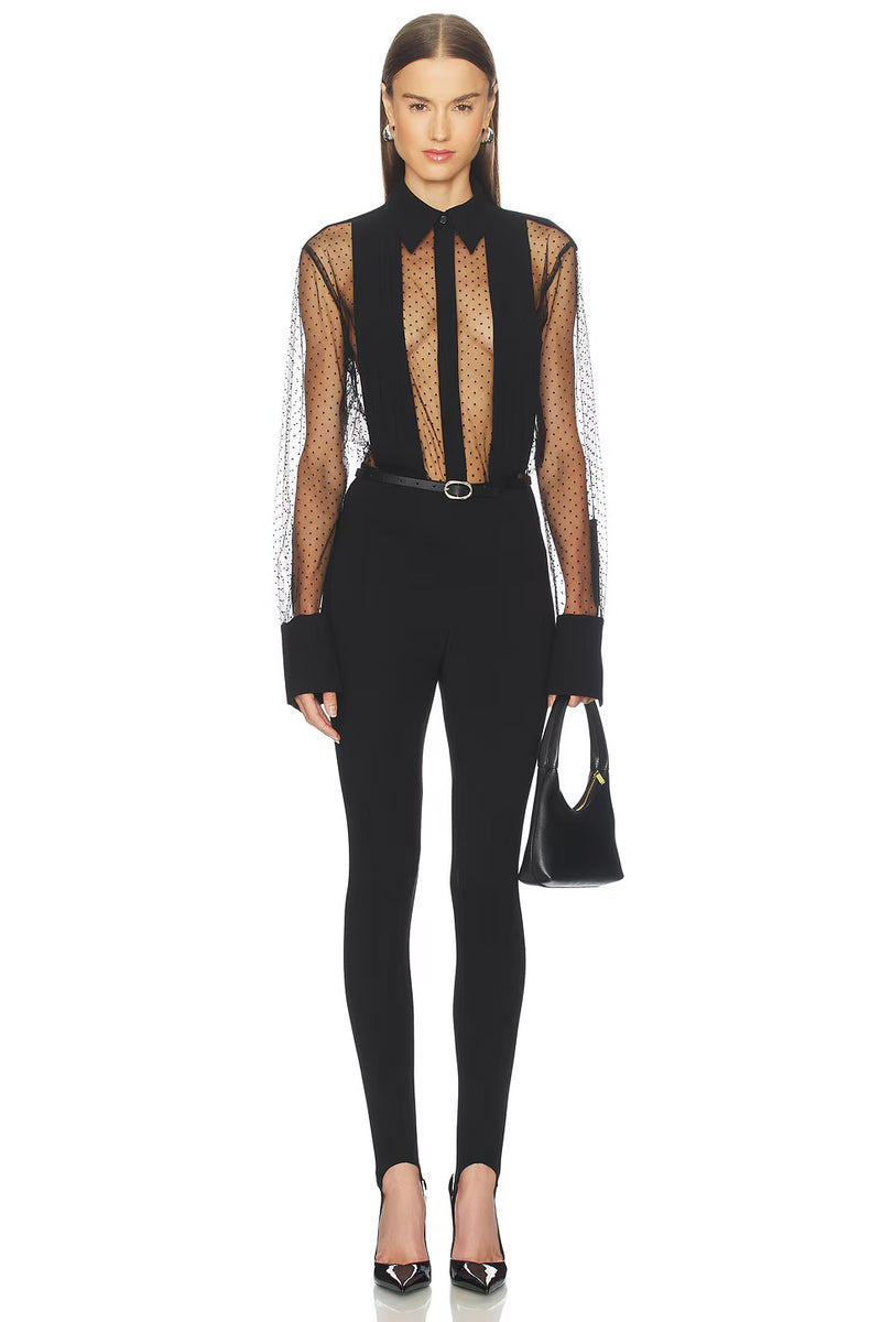 Meghan Panelled Polka Silk Blouse