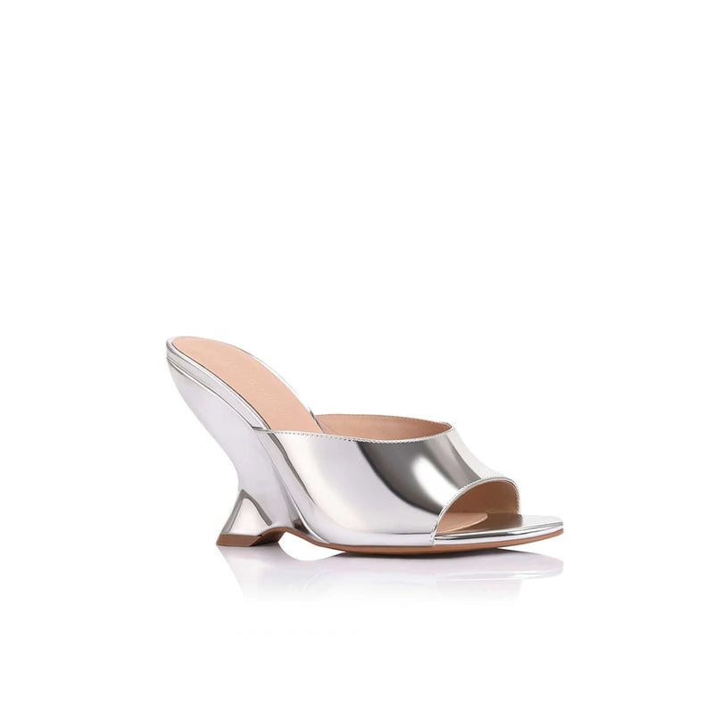 Lana Wilkinson - Martha Wedge Metallic Leather -  Silver