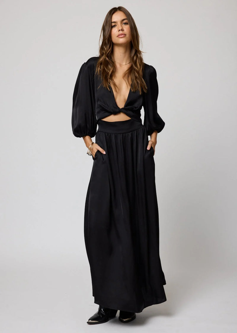 Stillwater - Silky Knot Front Dress - Black