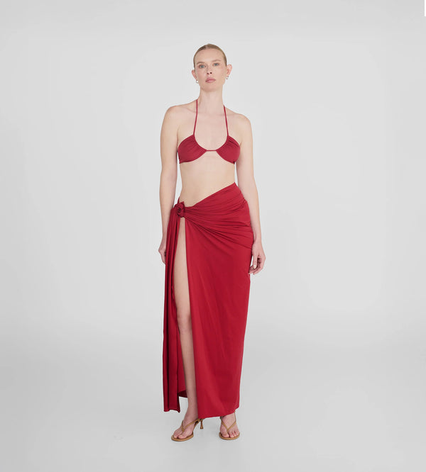Maygel Coronel - Capella Pareo Skirt - Carmesi
