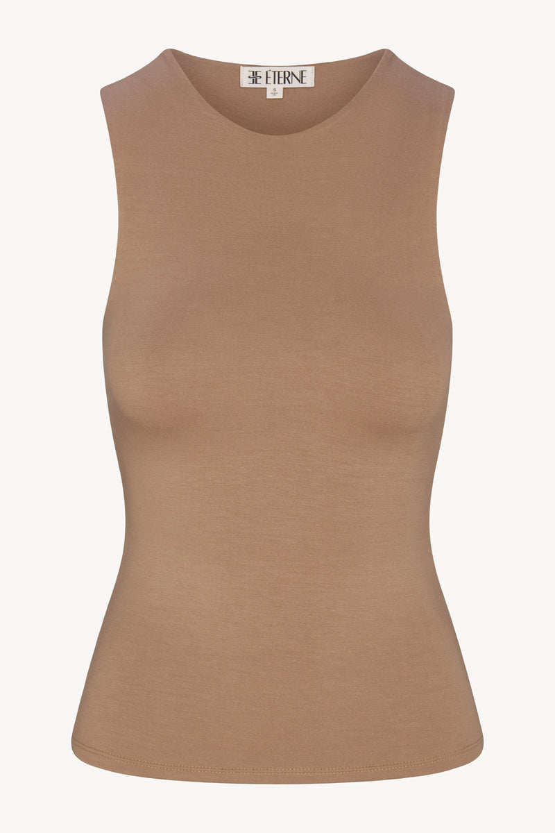 Eterne - Sleeveless Crewneck Top - Taupe