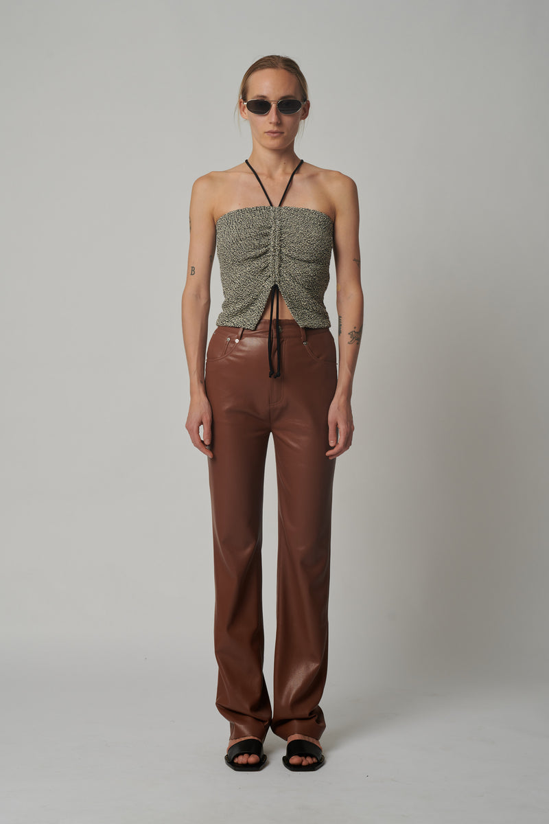 Nanushka - Soraia Loopback Cotton Top -  Black/Cream