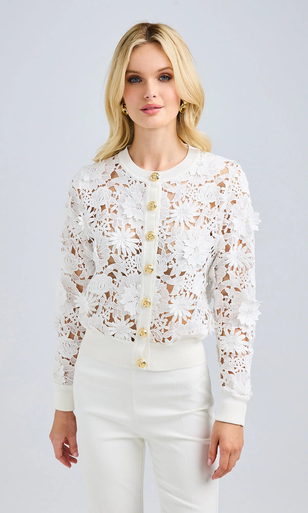 Generation love - Erin 3D Lace Cardigan - White