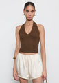 Enza Costa - Silk Rib U Halter Top - Chocolate