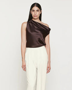 Enza Costa - Silk Bias Off Shoulder - Brown