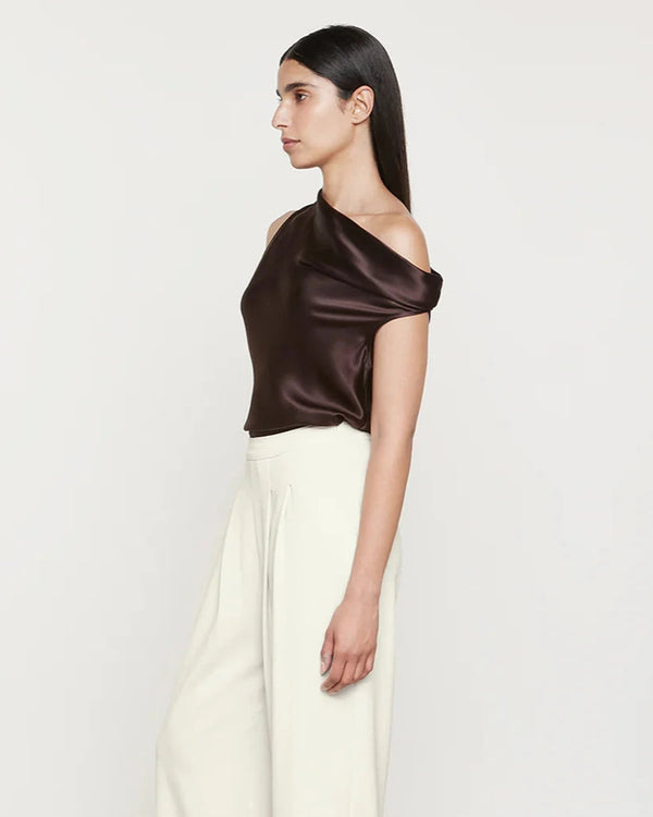 Enza Costa - Silk Bias Off Shoulder - Brown