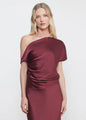 Enza Costa - Silk Satin Asymmetrical Drape Top - Carmine