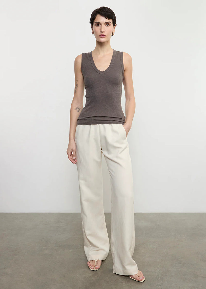 Enza Costa - Textured Rib Sleeveless U - Iron