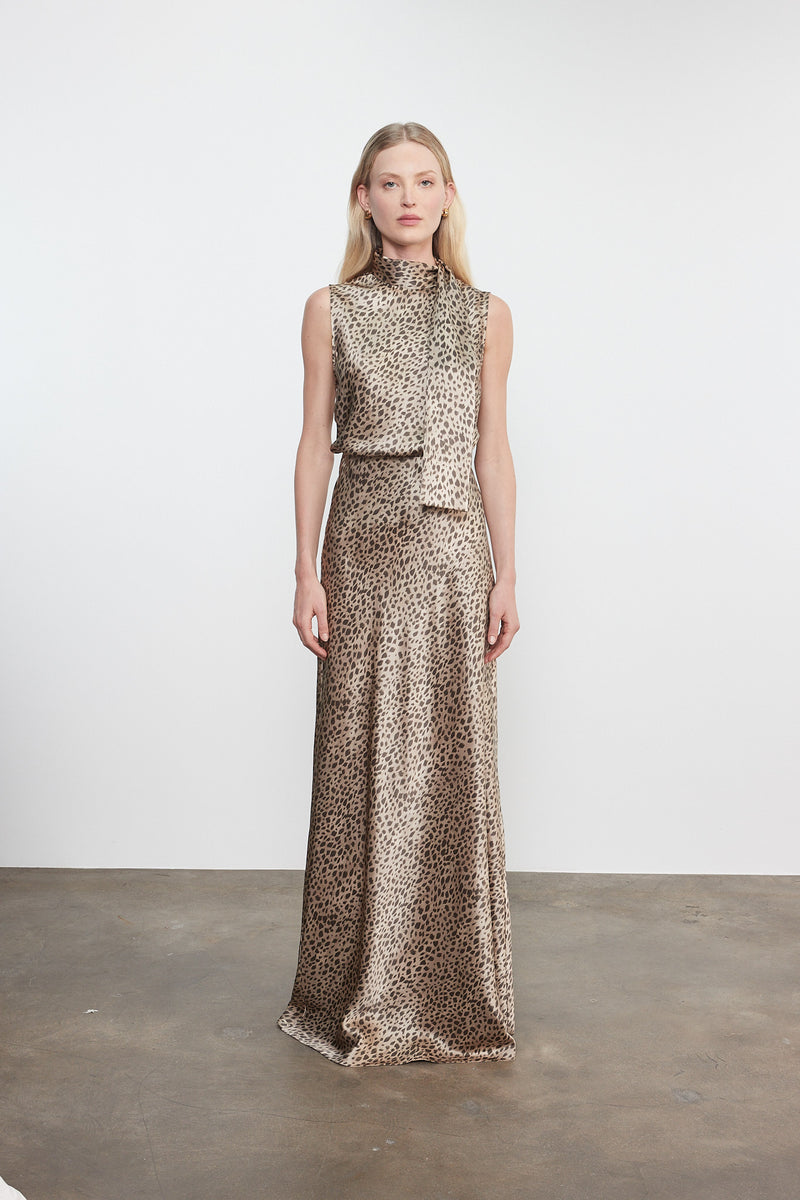 Silk Satin Sleeveless Scarf Top