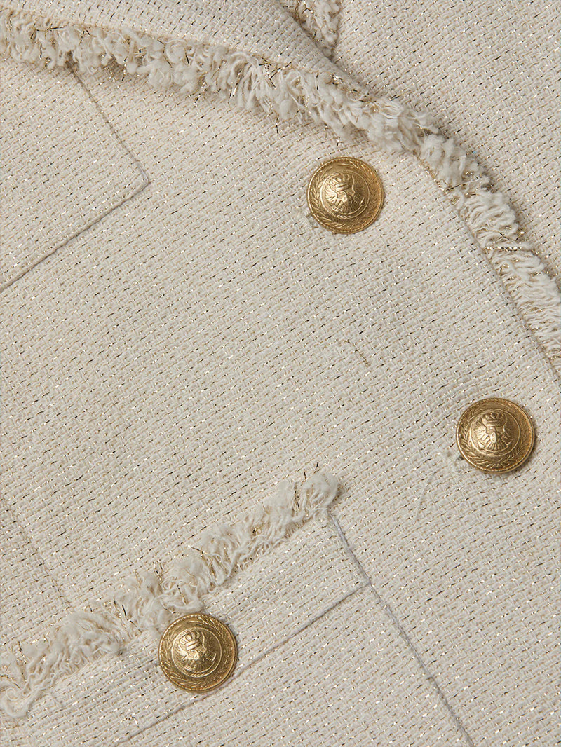 L’agence - Sylvia Tweed Jacket - Ivory/Light Gold