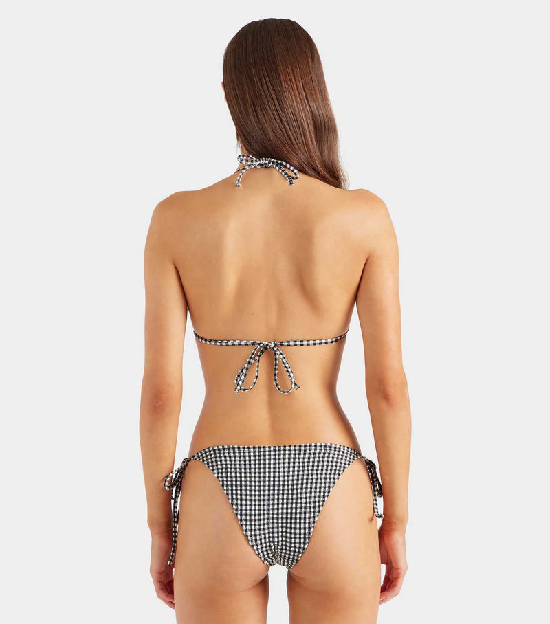Hunza G - Gingham Seersucker Sabrina Bikini - Black Gingham