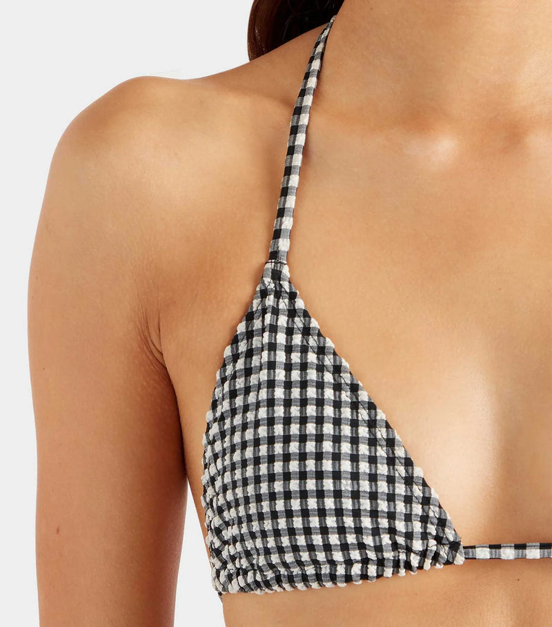 Hunza G - Gingham Seersucker Sabrina Bikini - Black Gingham