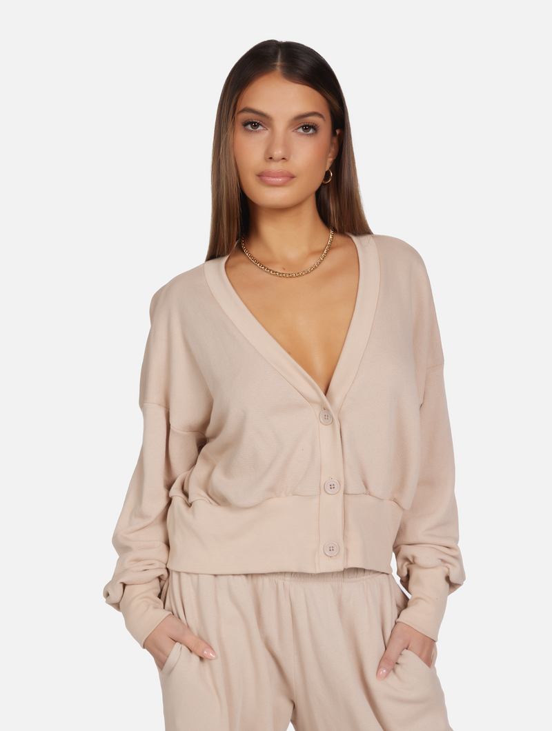 Michael Lauren - Gerran Crop Cardigan - Soft Beige