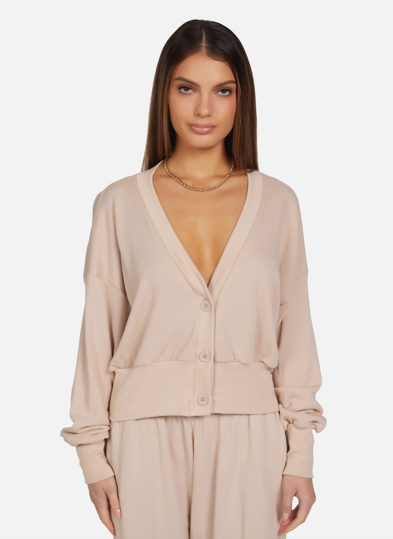 Michael Lauren - Gerran Crop Cardigan - Soft Beige