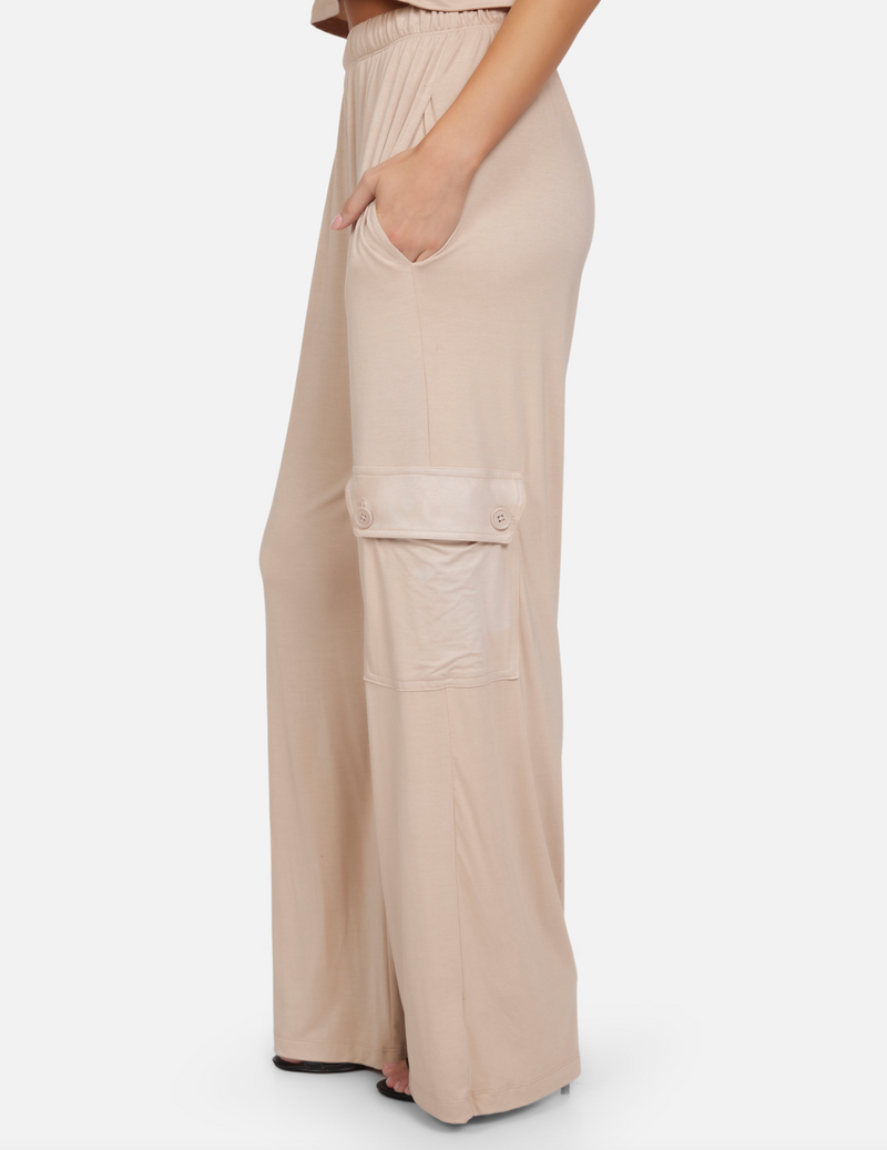 Michael Lauren - Jaiden Wide Leg Cargo Pant - Soft Beige