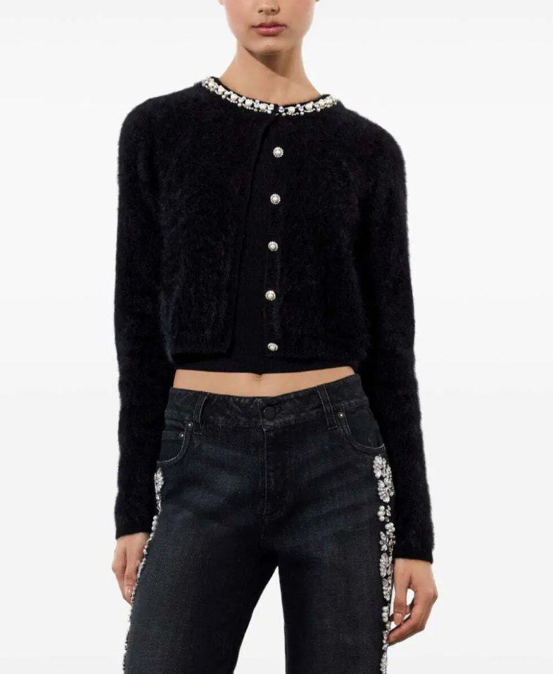 Alice + Olivia - Dollie Embellished Cashmere Cardigan - Black