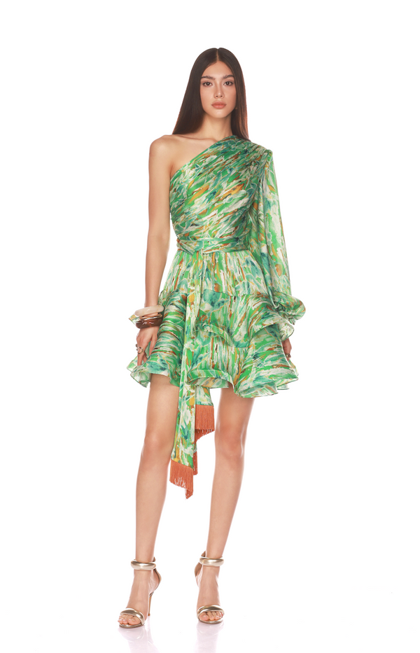 Bronx and Banco - Bedouin Esperanza One Sleeve Mini Dress - Green Multi