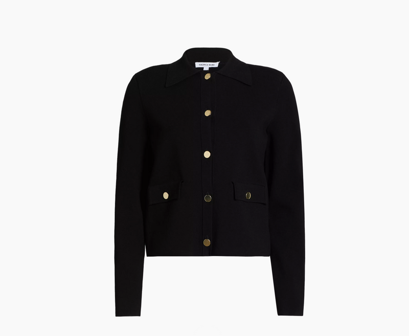 Veronica Beard - Katia Knit Button-Front Jacket - Black