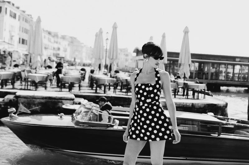 Sans Faff - Colline Poplin Bubble Dress - Black Base with White Polka Dot