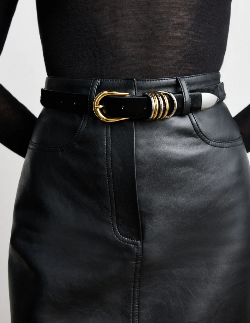 Déhanche - Hollyhock Mixed Metal Belt - Black/Silver/Gold