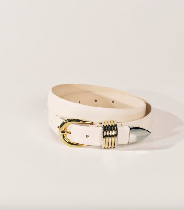 Déhanche - Hollyhock Mixed Metal Belt - Ivory/Silver/Gold